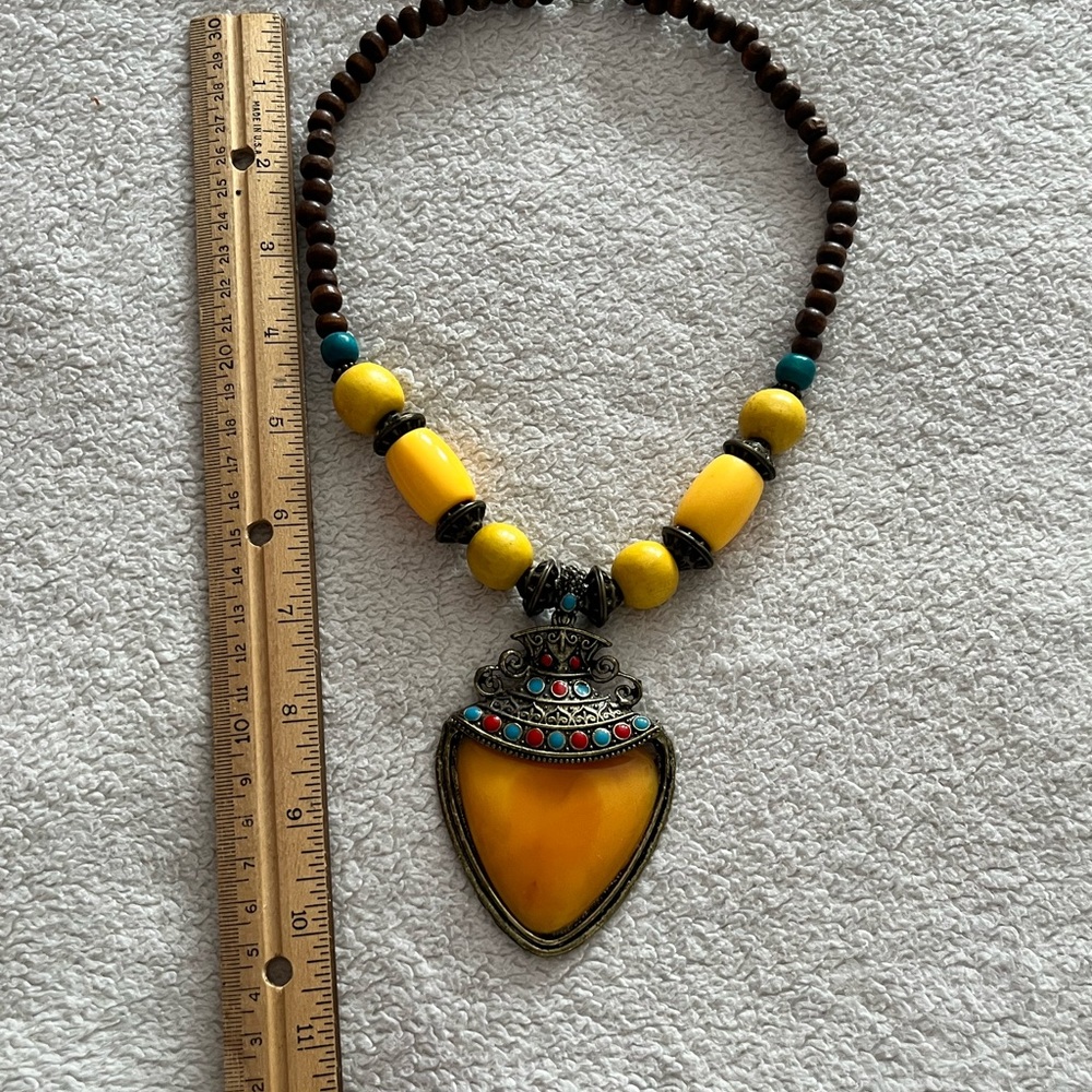 Wood and Acrylic Beaded Necklace